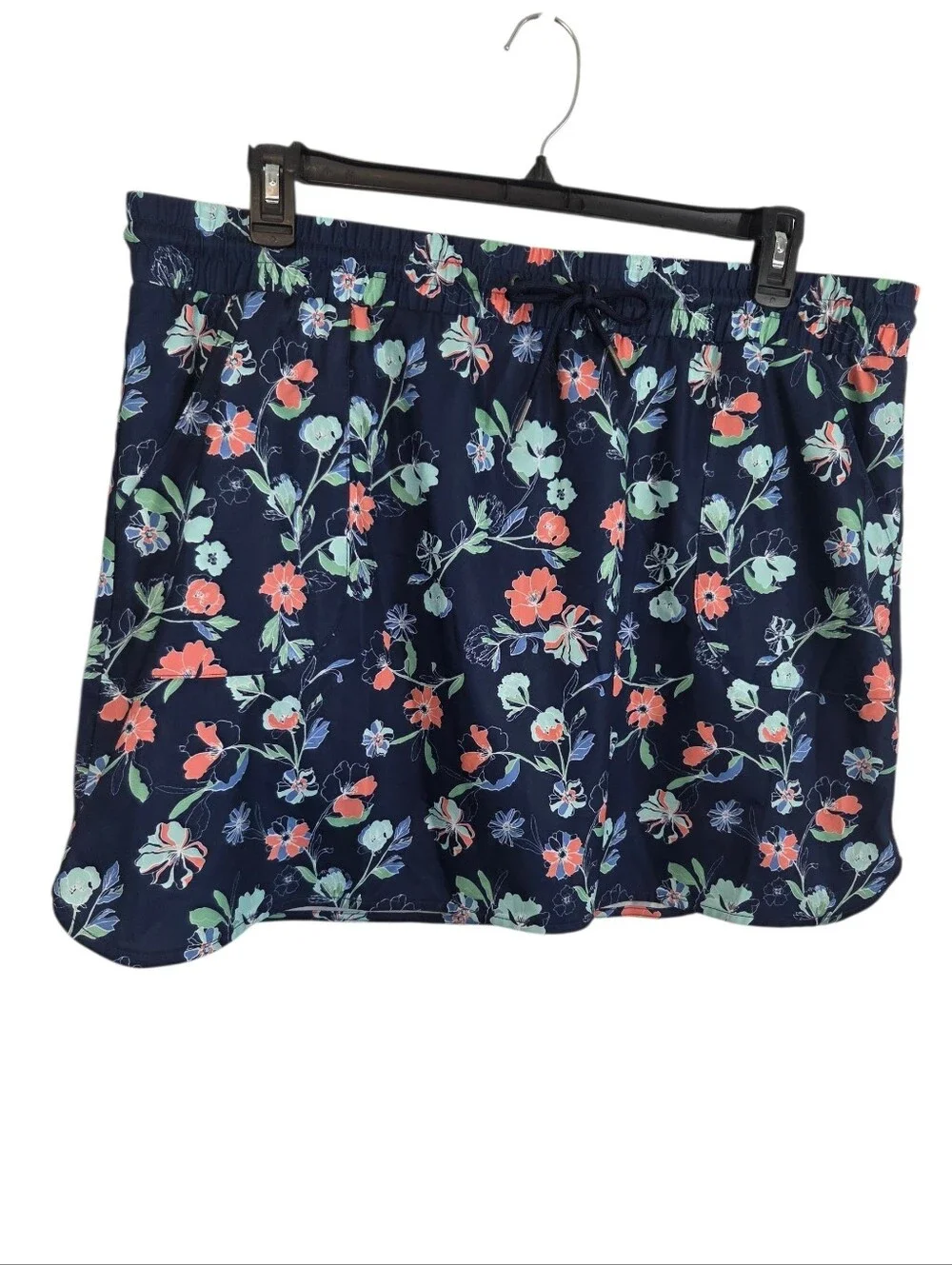 St. John's Bay Floral Navy Drawstring Activewear Skort Size XXL ~ Pre-Owned